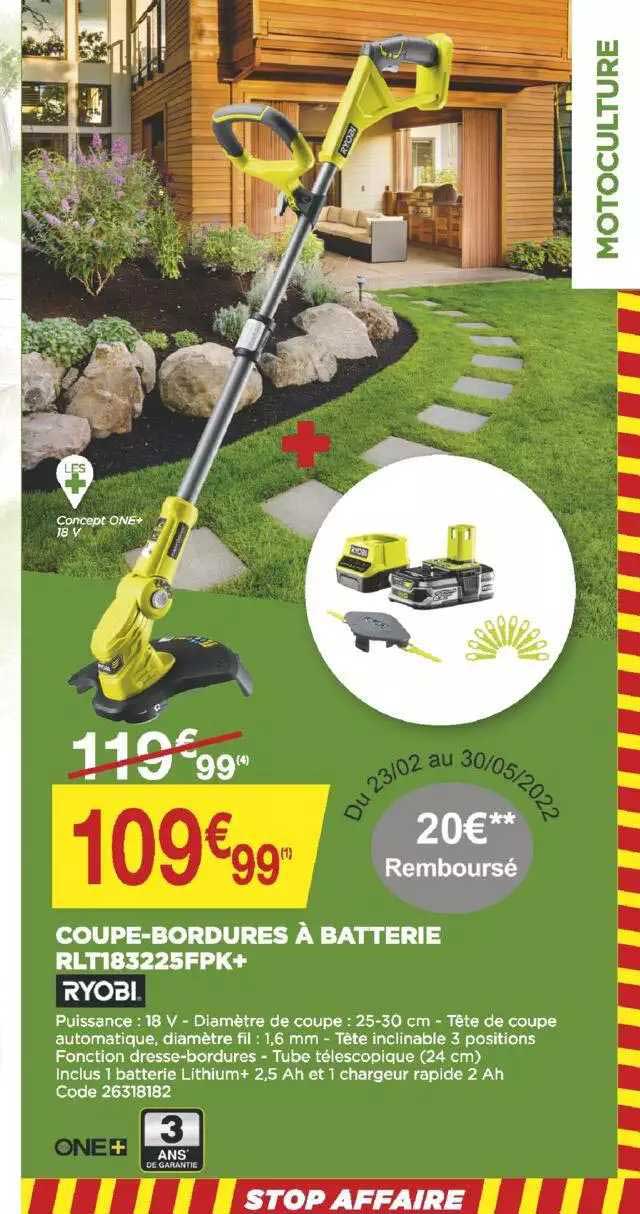 coupe-bordures à batterie ryobi