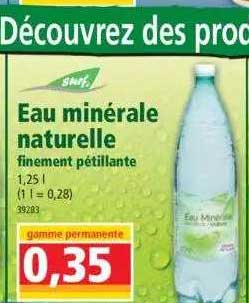 eau minérale naturelle finement pétillante surf'