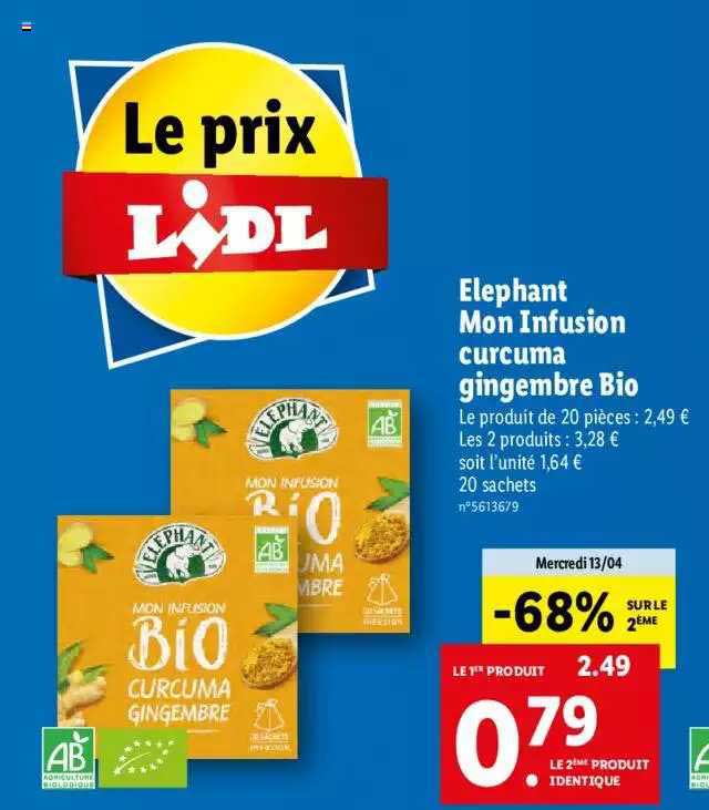 éléphant mon infusion curcuma gingembre bio