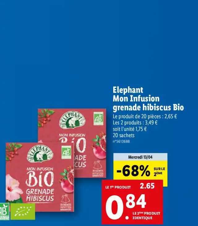 éléphant mon infusion grenade hibiscus bio