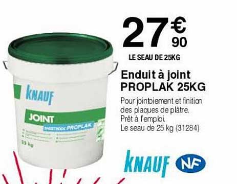 enduit à joint proplak 25kg knauf