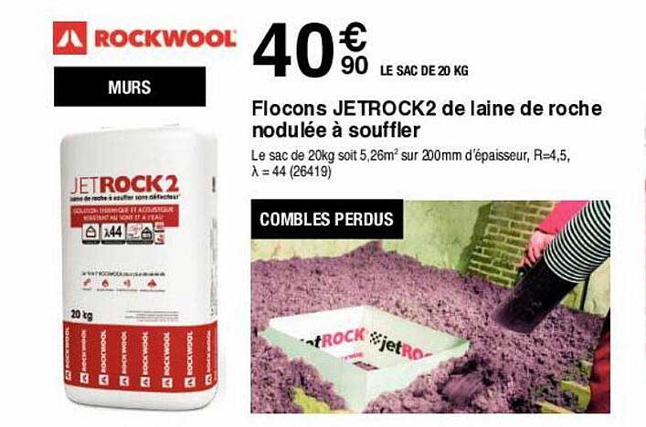 flocons jetrock2 de laine de roche nodulée à souffler