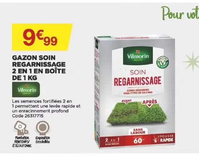 Gazon Soin Regarnissage 2 En 1 Boîte De 1 Kg Vilmorin