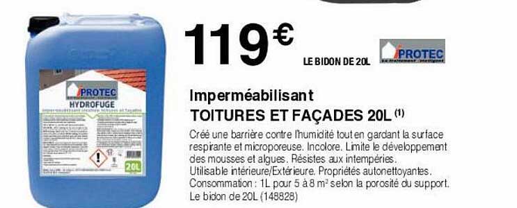 imperméabilisant toitures et façades 20l protec