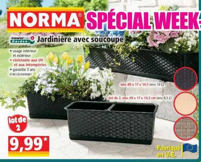 jardinière avec soucoupe powertec garden