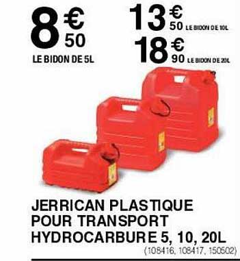 jerrican plastique pour transport hydrocarbure 5, 10, 20l