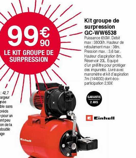 kit groupe de surpression gc-ww6538 einhell