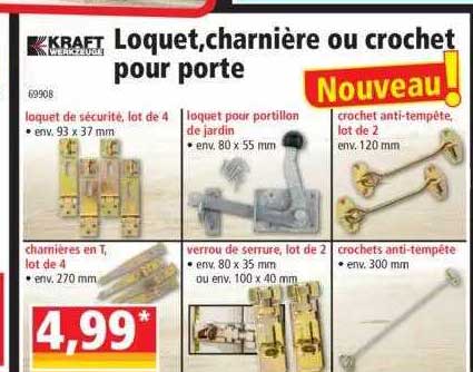 loquet, charnière ou crochet pour porte kraft werkzeuge