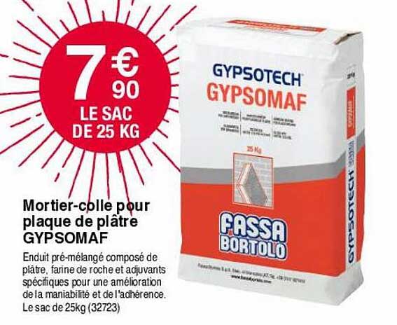 mortier-colle pour plaque de plâtre gypsomaf