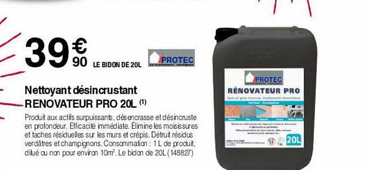 nettoyant désincrustant renovateur pro 20l protec