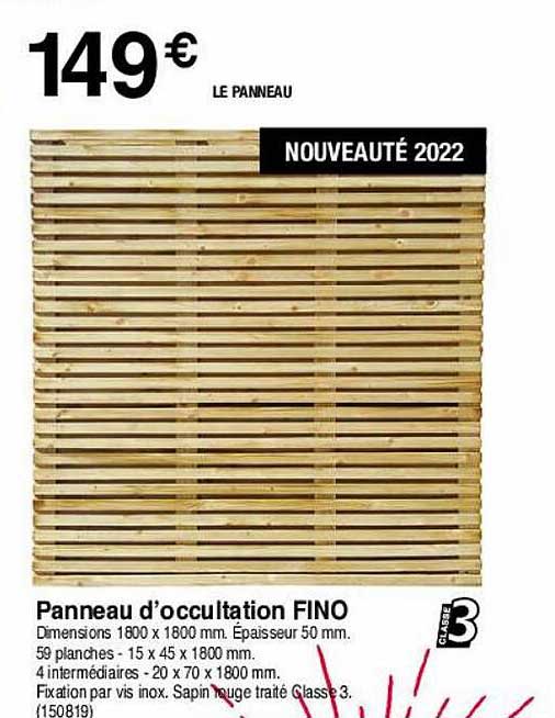 panneau d'occultation fino