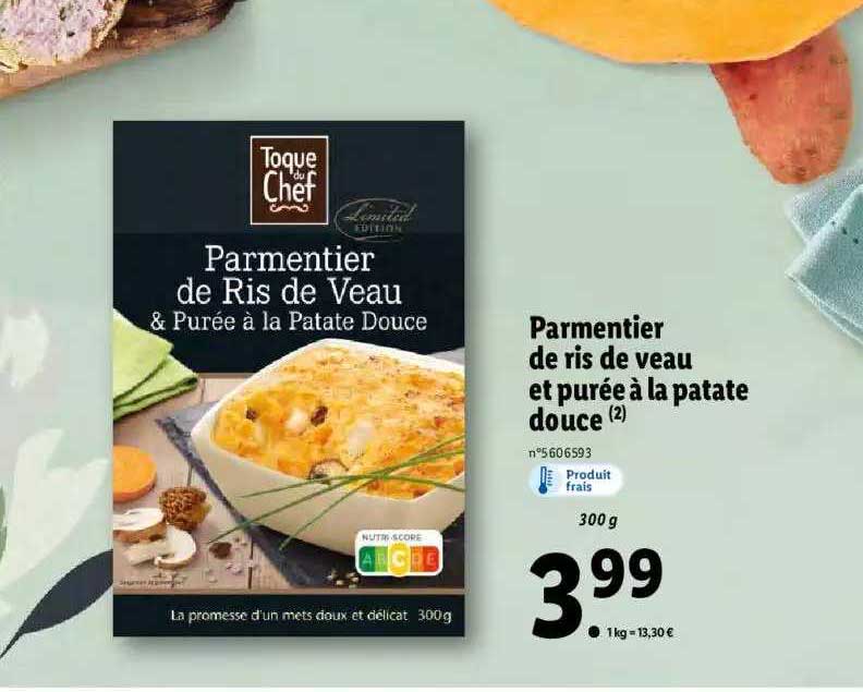 parmentier de ris de veau et purée à la patate douce toque du chef