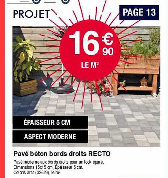 pavé béton bords droits recto