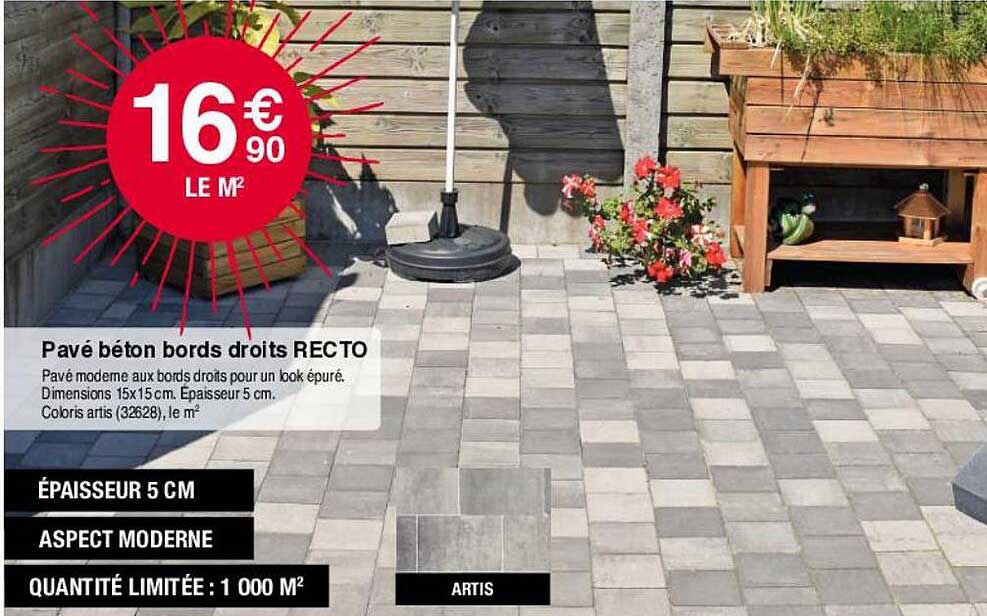 pavé béton bords droits recto