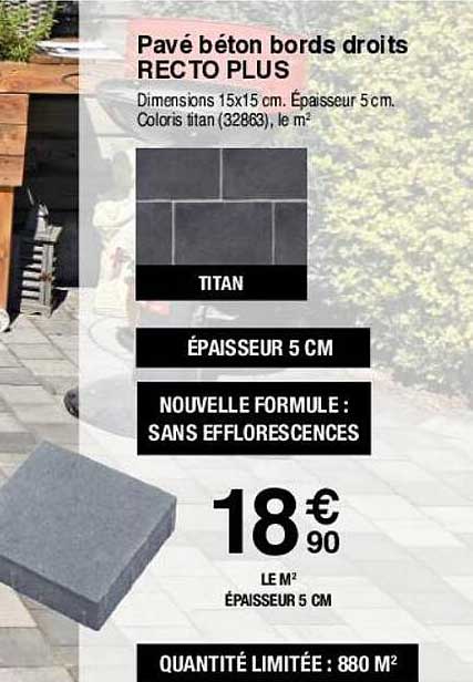 pavé béton bords droits recto plus