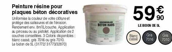 peinture résine pour plaques béton décoratives