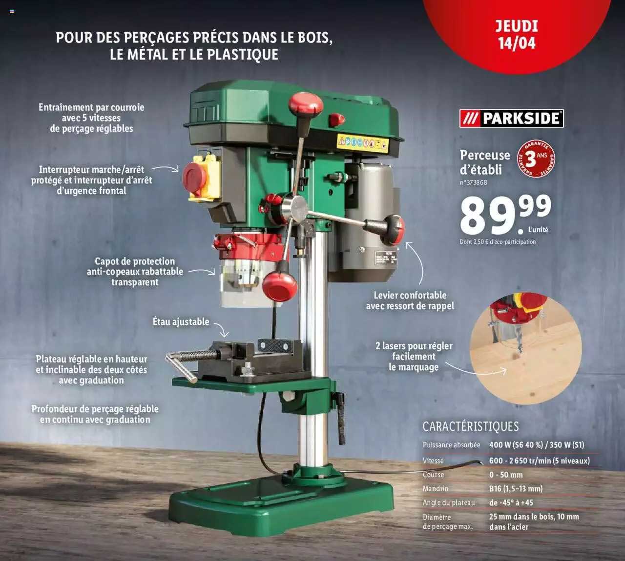 perceuse d'établi parkside