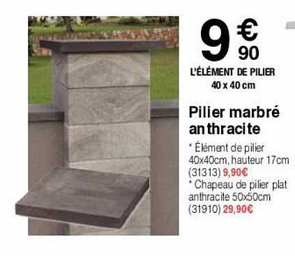 Pilier Marbré Anthracite