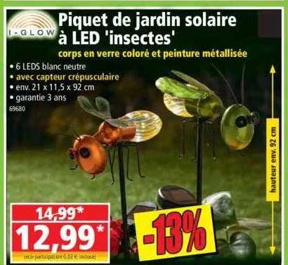 piquet de jardin solaire à led "insectes" i-glow
