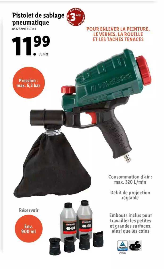 Pistolet De Sablage Pneumatique Parkside