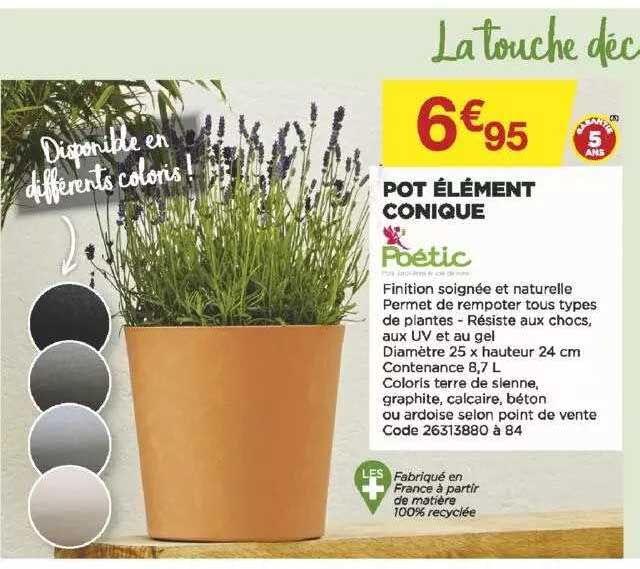 pot élément conique poétic