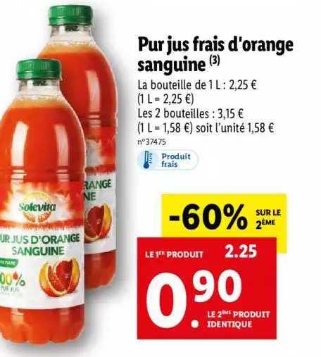 pur jus frais d'orange sanguine solevita