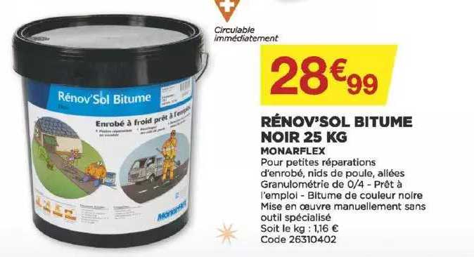 rénov'sol bitume noir 25 kg monarflex