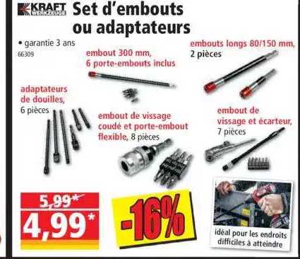 set d'embouts ou adaptateurs kraft werkzeuge