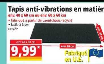 tapis anti-vibrations en matière recyclé