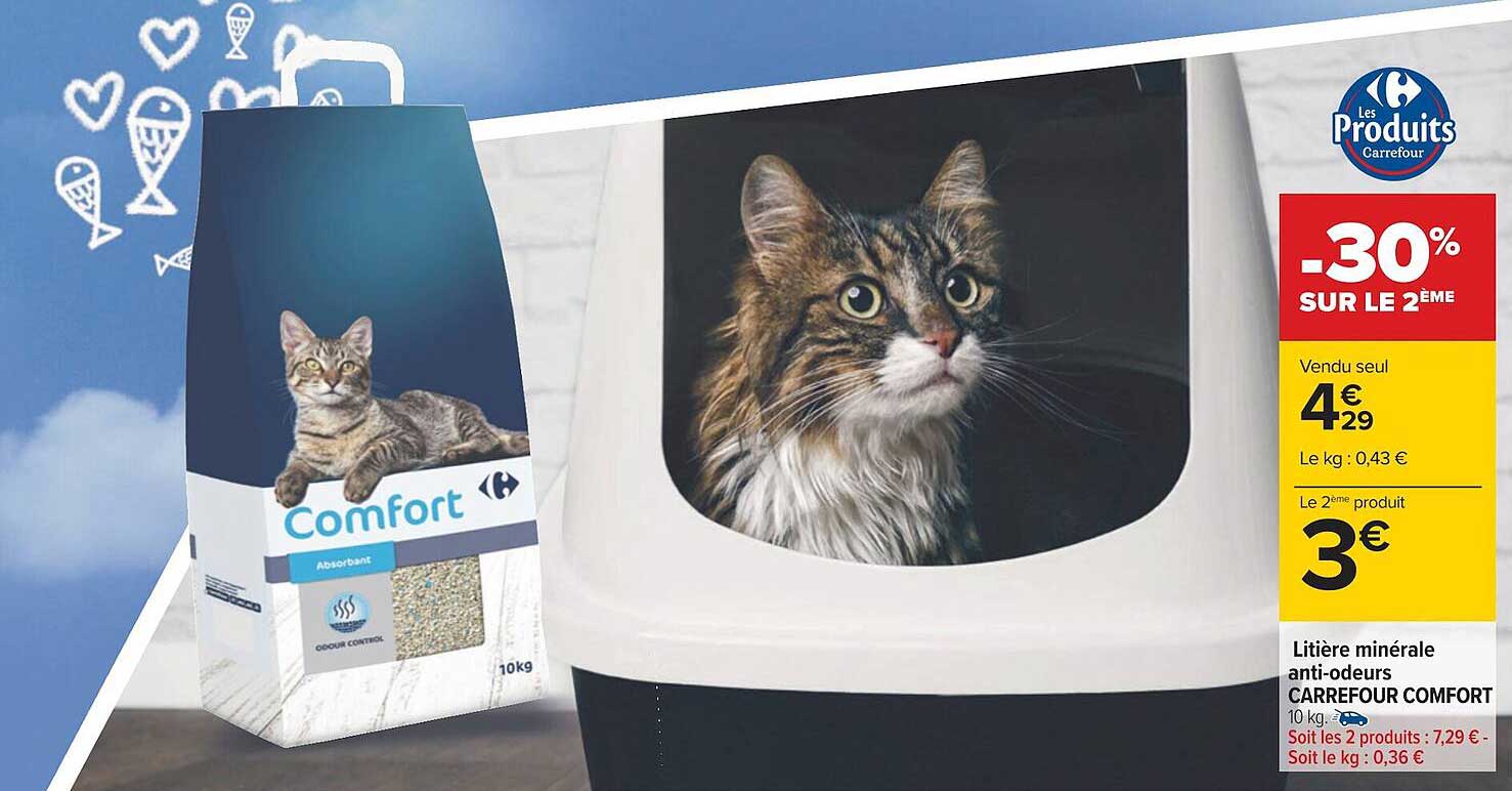 Litière Minérale Anti-odeurs Carrefour Comfort