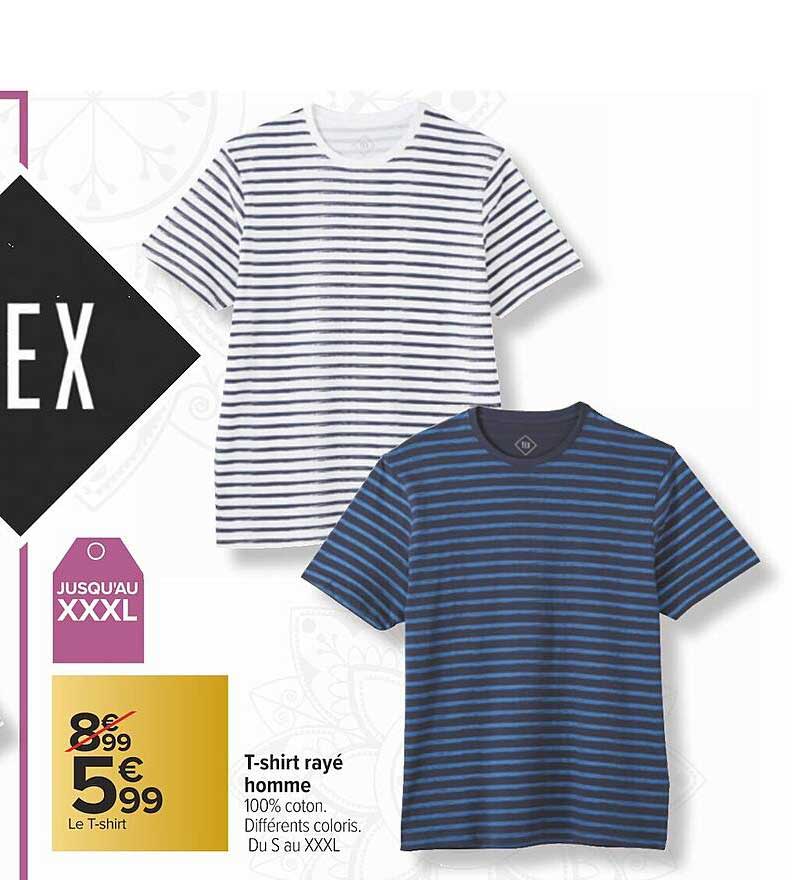 t-shirt rayé homme tex