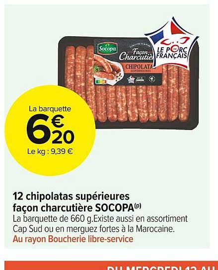 12 chipolatas supérieures façon charcutière socopa