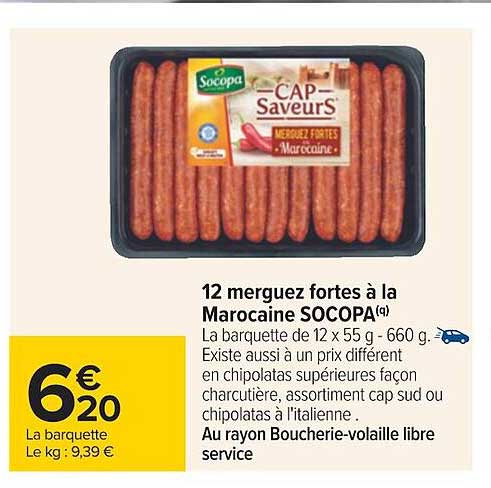 12 merguez fortes à la marocaine socopa