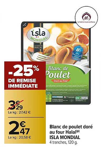 Blanc De Poulet Doré Au Four Halal Isla Mondial