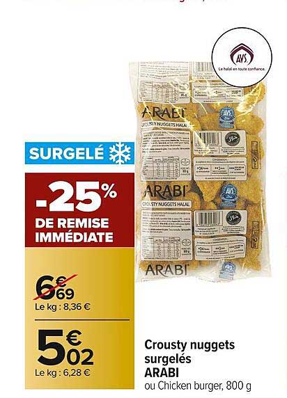 crousty nuggets surgelés arabi