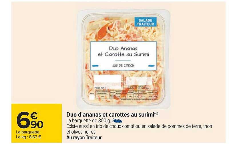 duo d'ananas et carottes au surimi