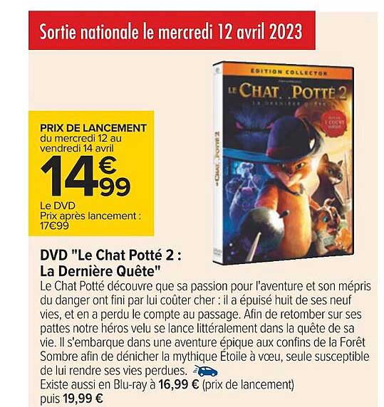 dvd "le chat potté 2 : la dernière quête"