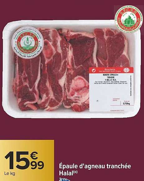 épaule d'agneau tranchée halal