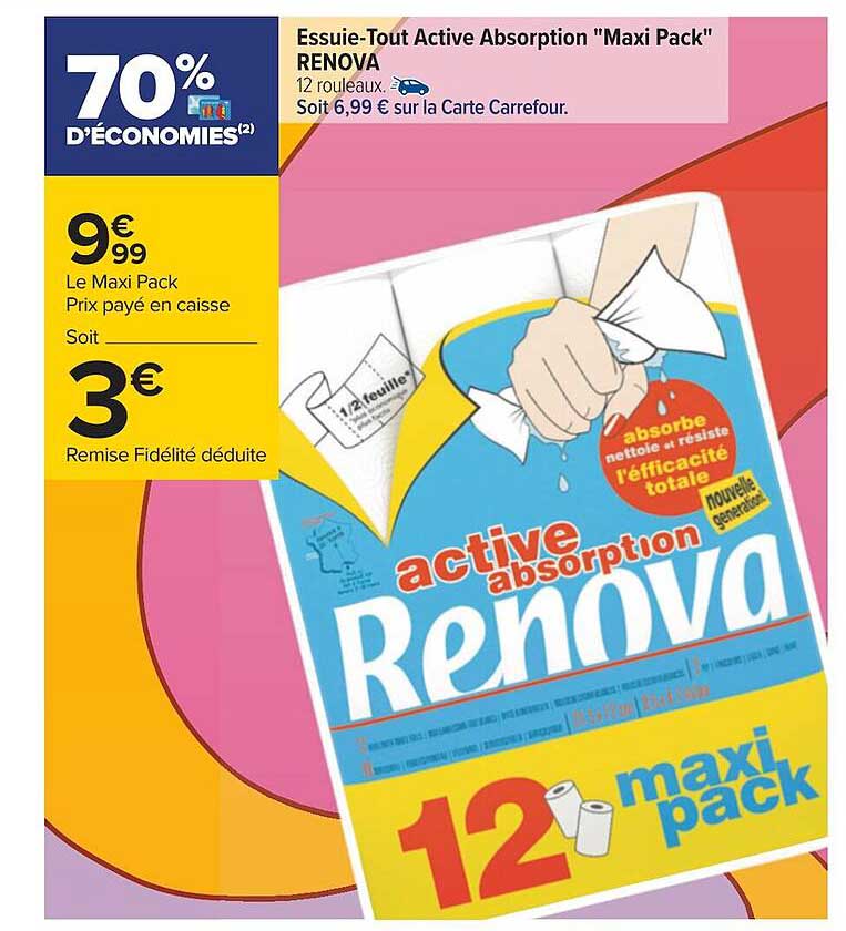 essuie-tout active absorption "maxi pack" renova