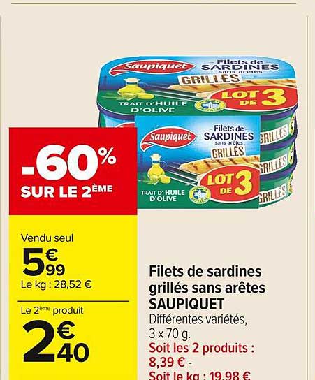 filets de sardines grillés sans arêtes saupiquet