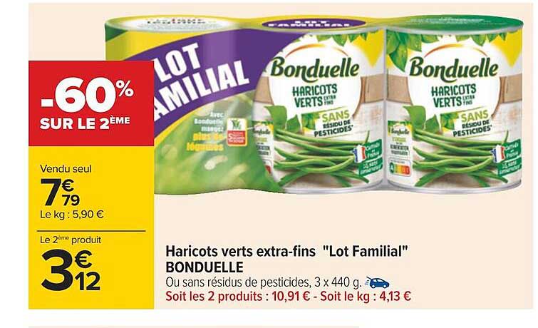 haricots verts extra-fins "lot familial" bonduelle
