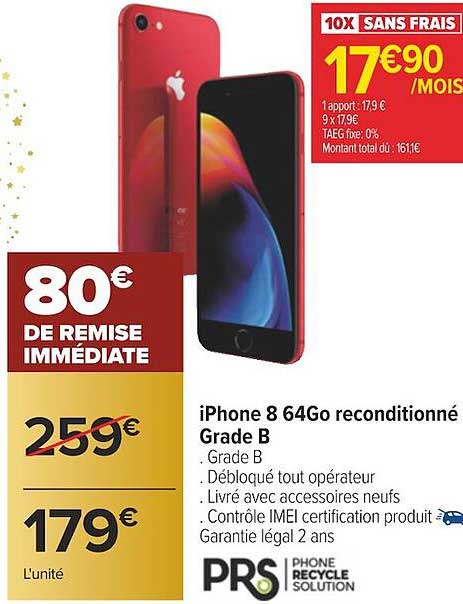 iPhone 8 64go reconditionné grade b