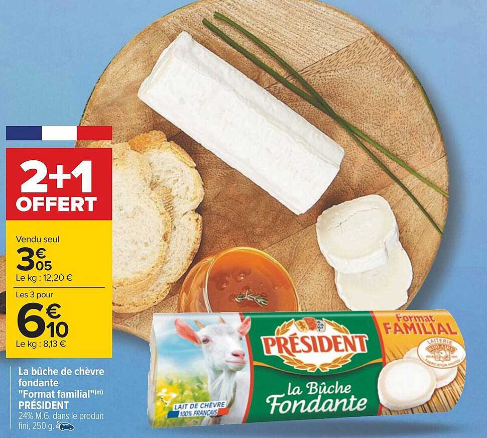 la bûche de chèvre fondante "format familial" président