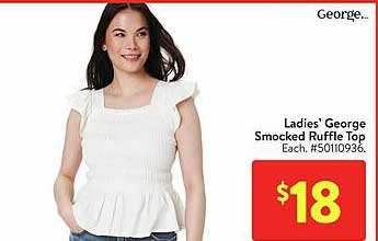 ladies' george smocked ruffle top