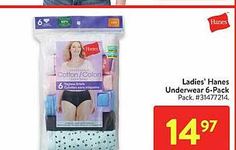 ladies' hanes underwear 6-pack