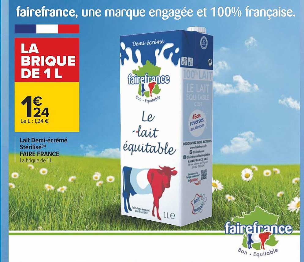 lait demi-écrémé stérilisé faire france