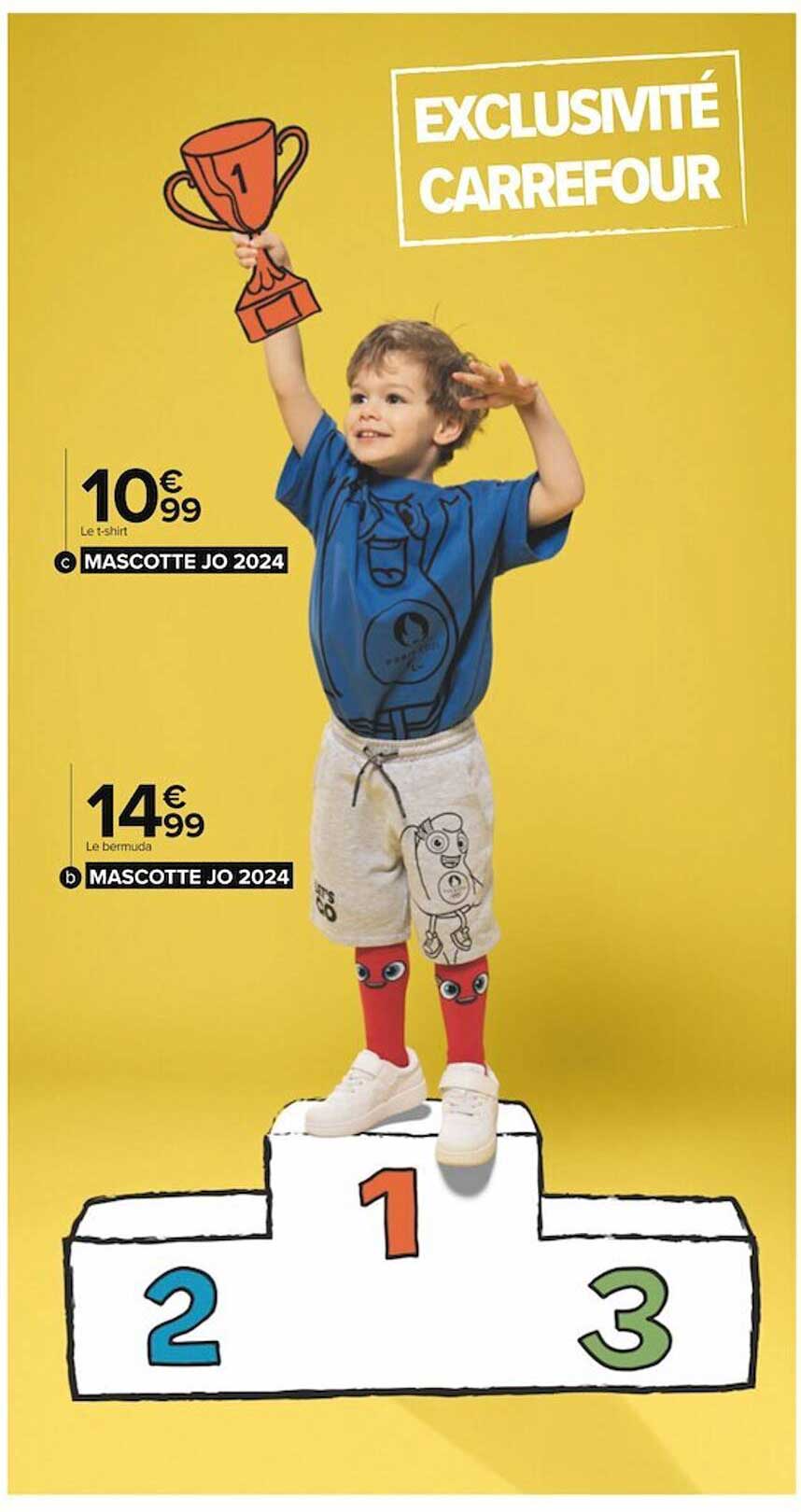 le t-shirt, le bermuda mascotte jo 2024