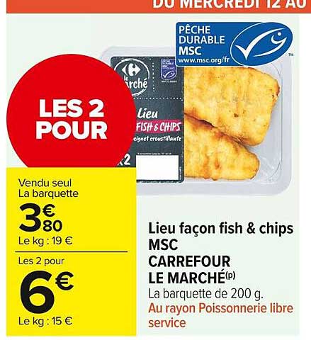 lieu façon fish & chips msc carrefour le marché