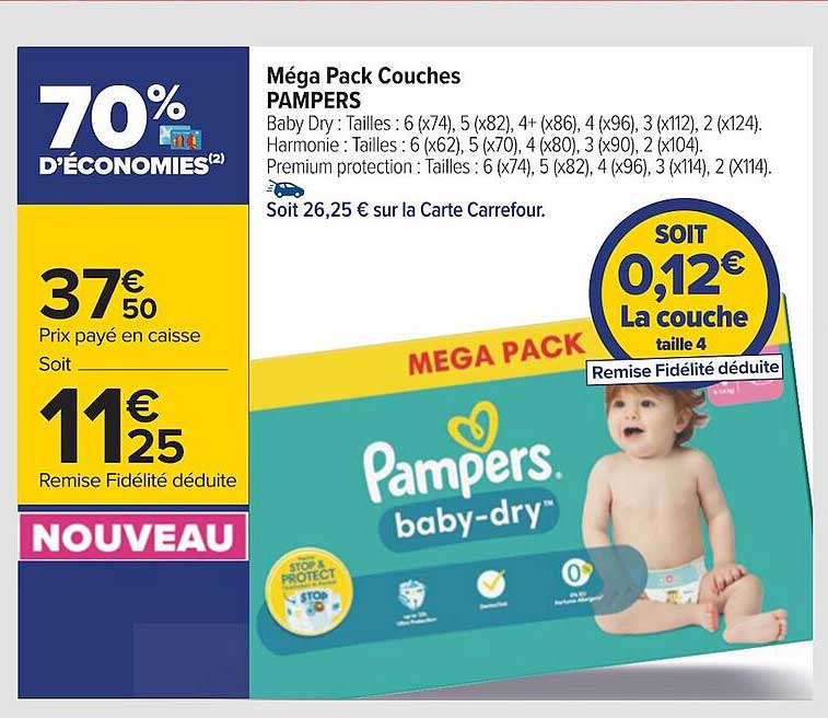 Méga Pack Couches Pampers