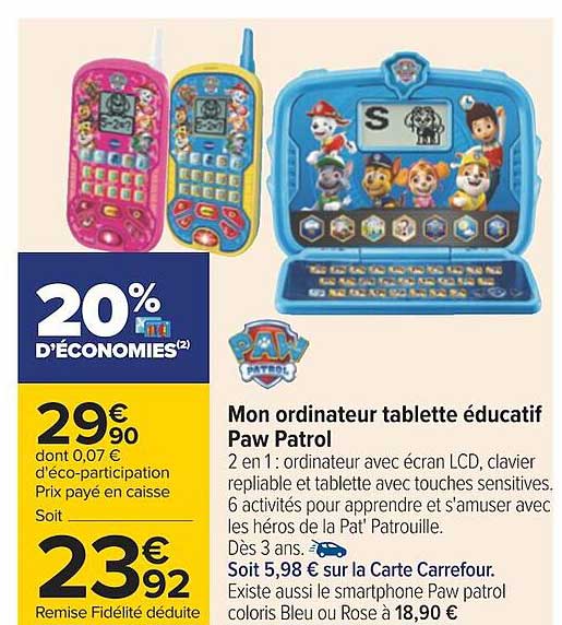 mon ordinateur tablette éducatif paw patrol